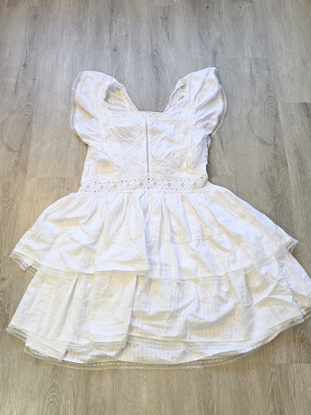 Chelsea & Violet Dress Womens XL White Ruffle Open Back Eyelet Y2K Cottage Core